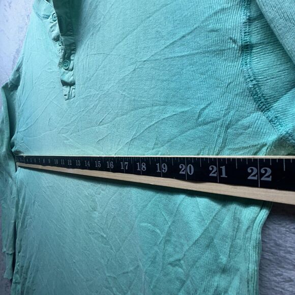 VTG Thrashed Raffinati Henley Shirt Mens Large Teal Green Long Sleeve Casual - Picture 5 of 10